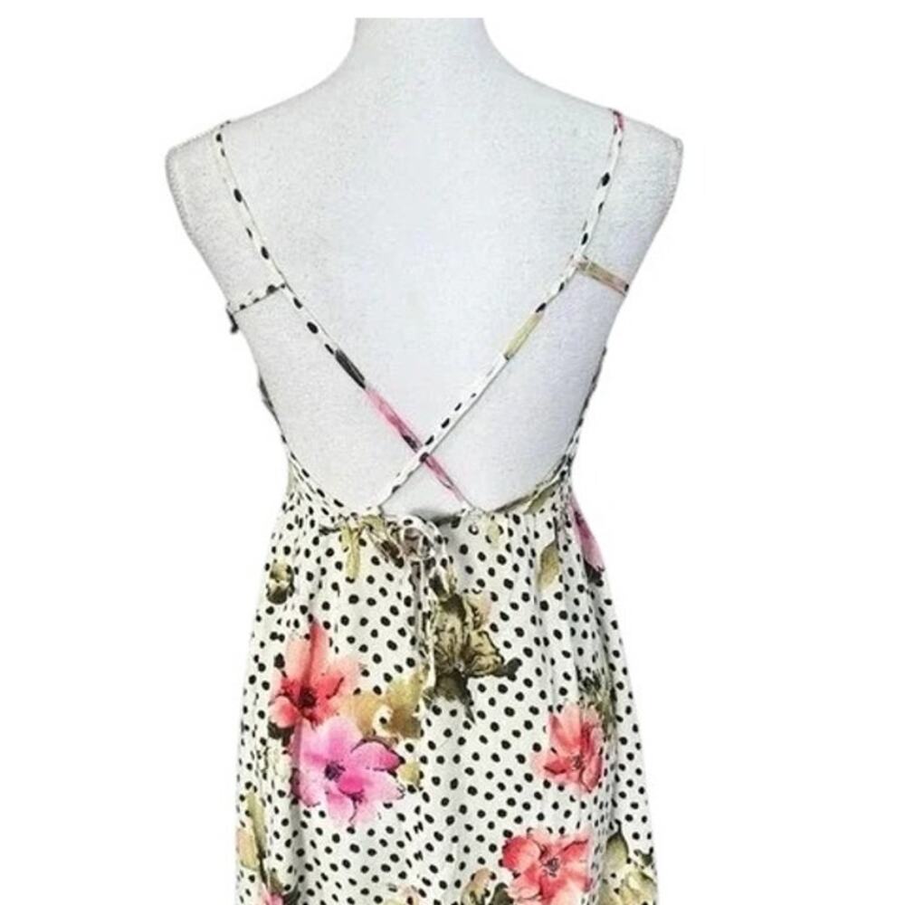 Stillwater Floral Polka Dot Open Back Maxi Dress M NWT Side Slit Pockets Boho - Picture 7 of 10